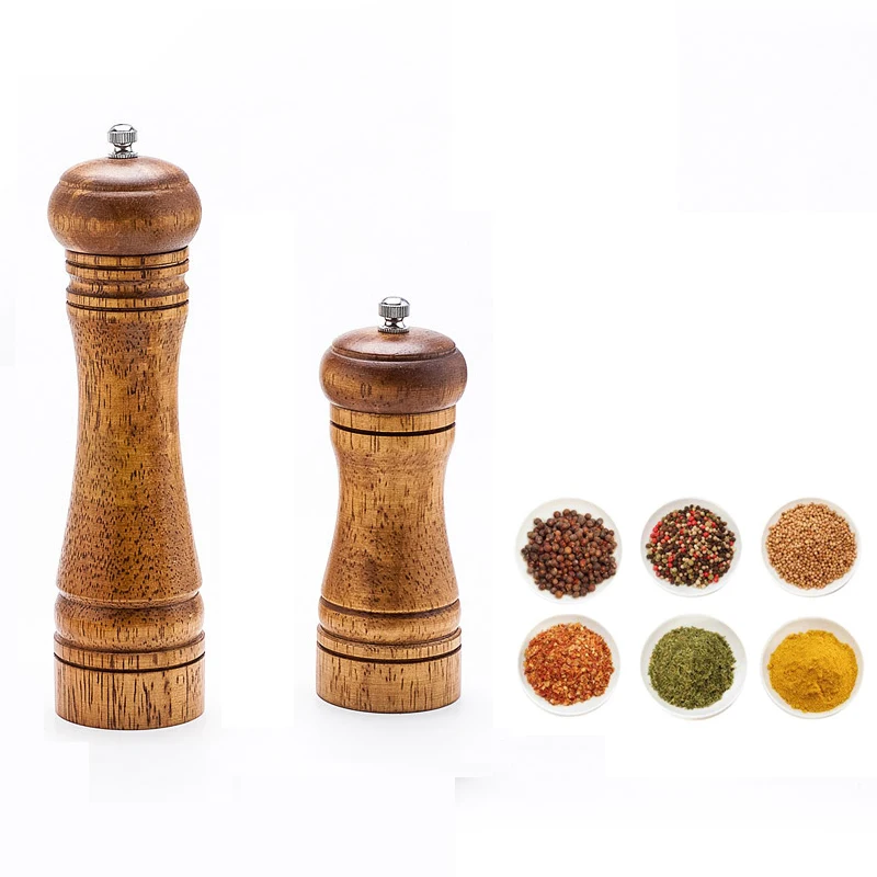 1 PC Pepper Grinder Classical Oak Wood Handheld Seasoning Spice Mill Grinder Cooking BBQ Tools