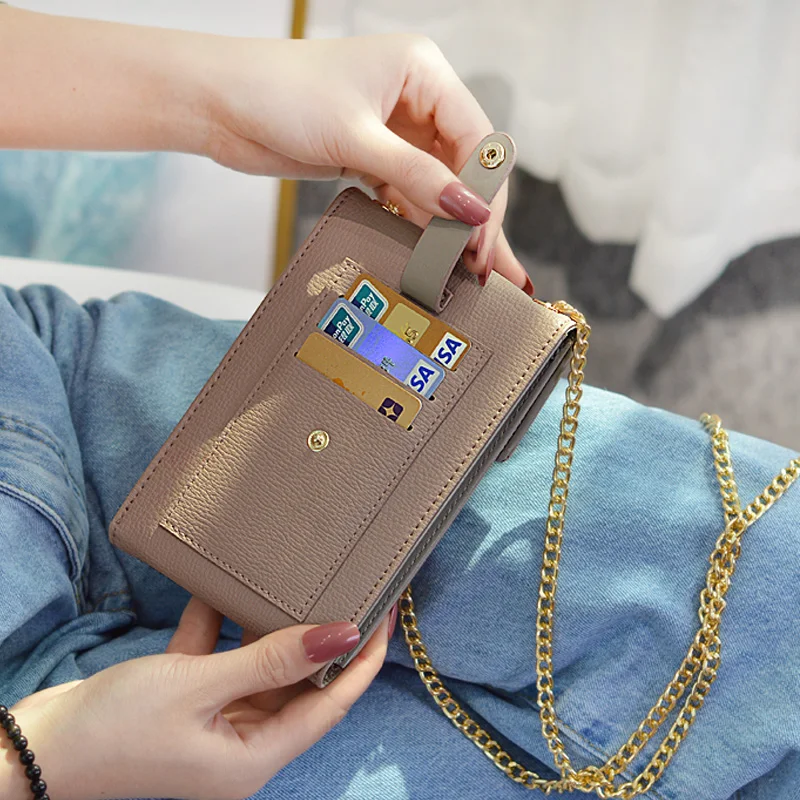 

2019 New Women Leather Fashion Phone Messenger Chains Bags Simple Hasp Money Coin Purse Big Capacity Shoulder Bags Card Wallet