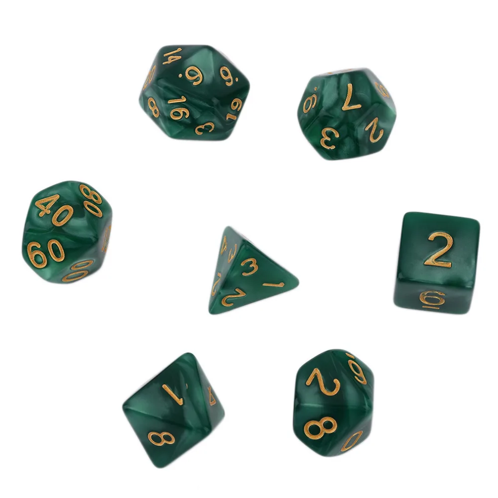 Dynamovolition Bright Color 7 Pcs Set Creative Multi-Faceted Pearl Gemmed Acrylic Dice16-20Mm D4 D6 D8 D10 D12 D20