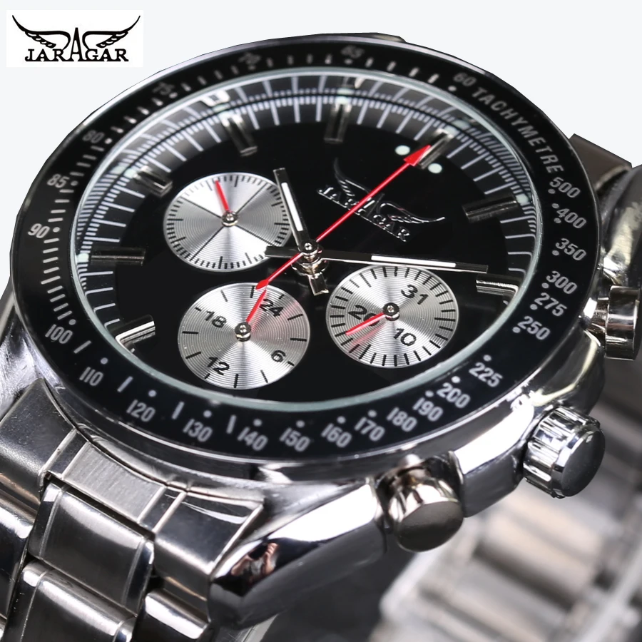 

JARAGAR Men Watch Top Brand Luxury Automatic Mechanical Sports Military Watch with Calendar Function Stainless Steel Band
