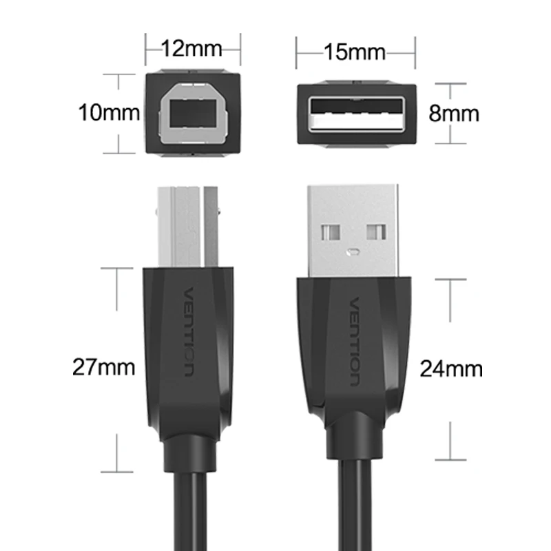 Vention бренд высокоскоростной USB 2,0 type A to B Мужской Сканер Кабель для принтера синхронизации данных зарядный шнур 1 м 1,5 м 2 м 3 м 5 м