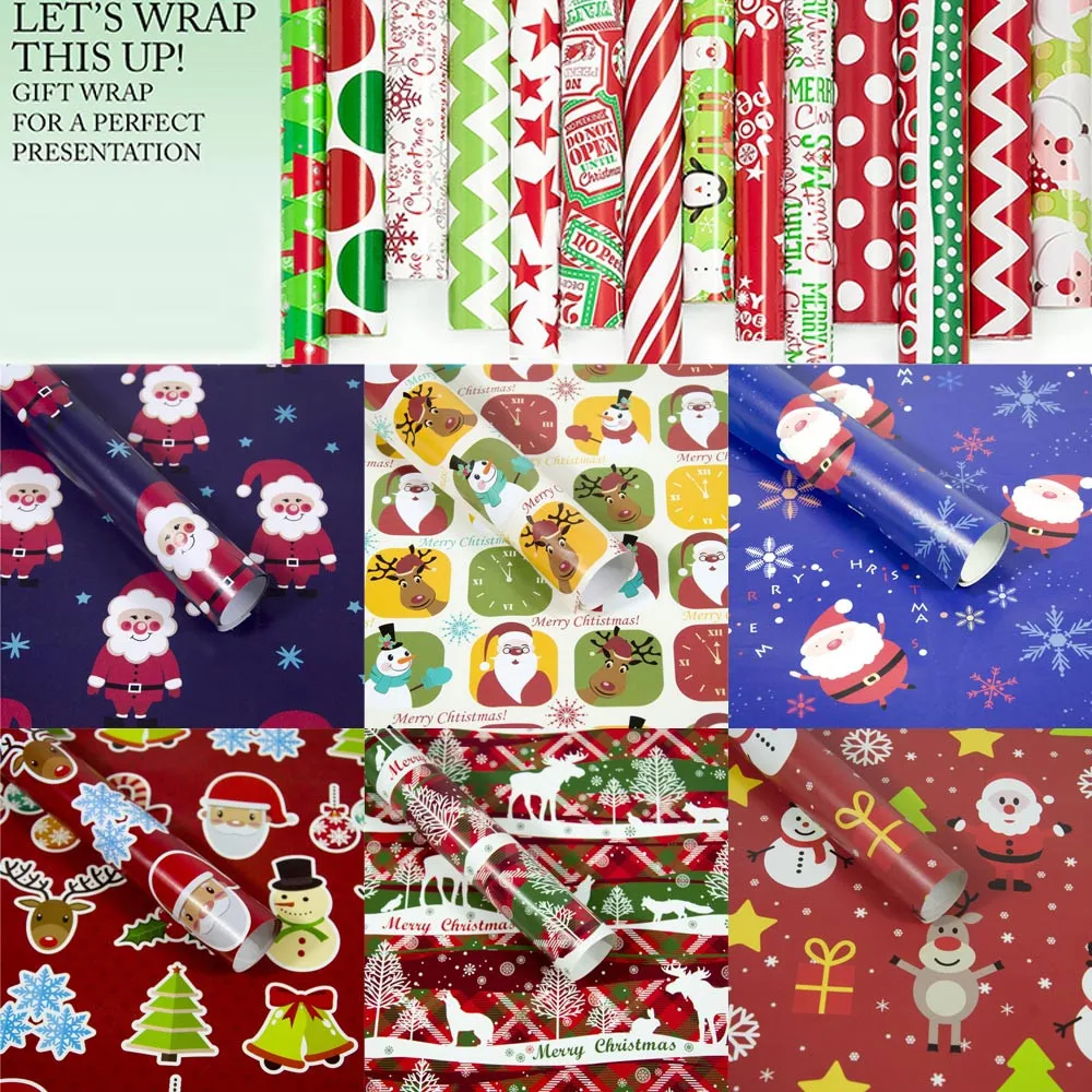 New Arrive Christmas Wrapping Paper Gift Present Tree Santa Wrap Decorative Xmas Party Roll Packing paper Home Decor