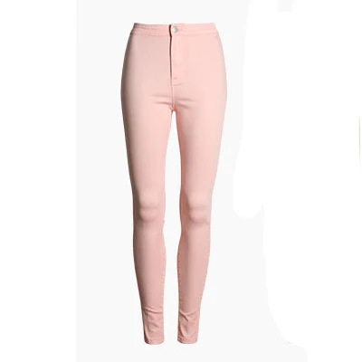 Джинсы женские узкие обтягивающие джинсы женские яркие цвета джинсы с высокой талией Femme Mujer женские белые джинсовые брюки-карандаш - Цвет: Розовый