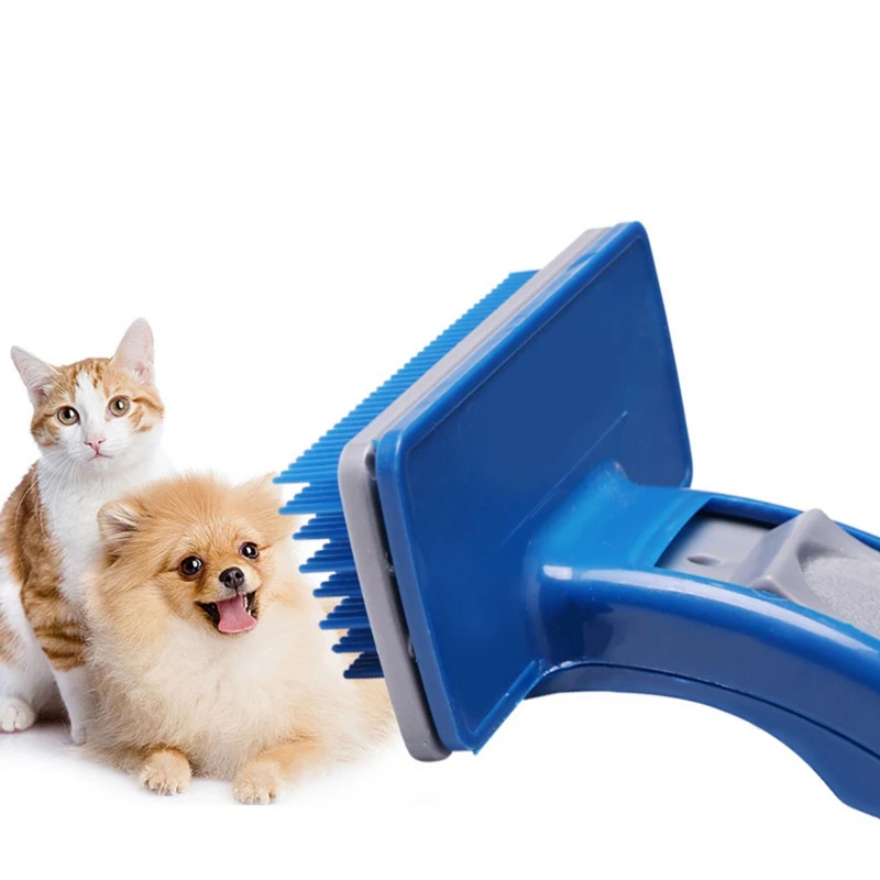 One Button Self Cleaning Grooming Brushes Pet Dematting Deshedding