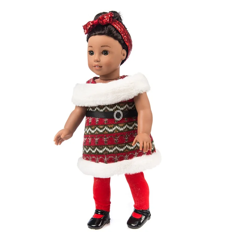 Кукольная одежда, подходит для 1", с круглым вырезом, для девочек зимнее платье для малышей Кукла рождественское, с блестками платье для куклы аксессуары Подарки для детей