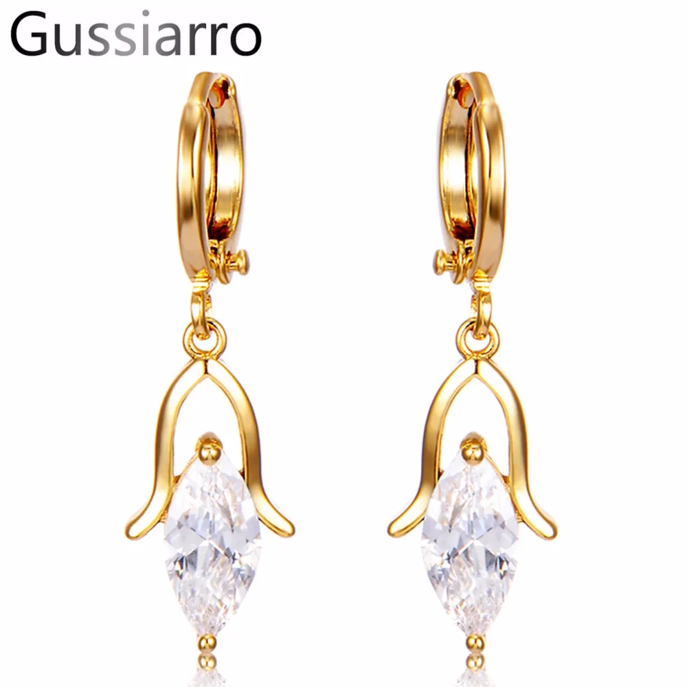 Gussiarro 2019 висячие серьги в форме капли воды модные золотистые прозрачные черные
