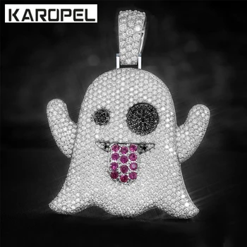 

Cubic Zirconia Specter Pendant Gold Color Iced Men CZ Pendants Necklace Stone Stainless Steel Rope Chain Hip Hop Jewelry
