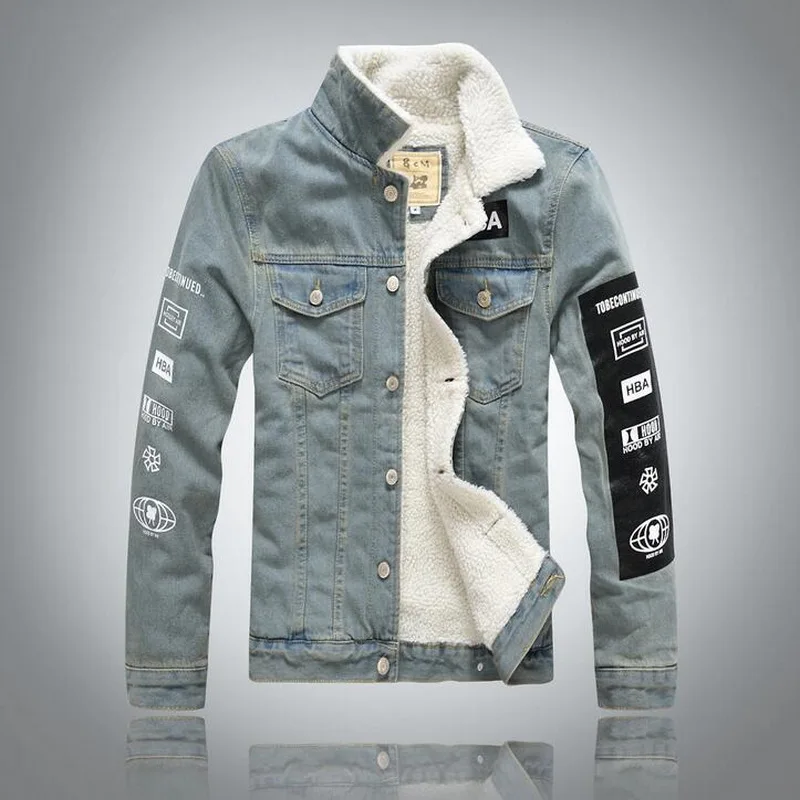 

2019 VXO Mens Denim JACKET M-4XL men jacket and coats brand clothing denim jacket mens jeans jacket thick warm winter outwear