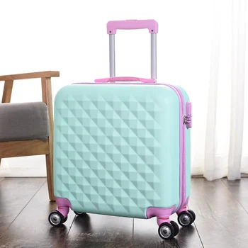 

Wholesale!18inches high quality abs hardside travel luggage bag on universal wheels for girl,korea fashion pink case luggage