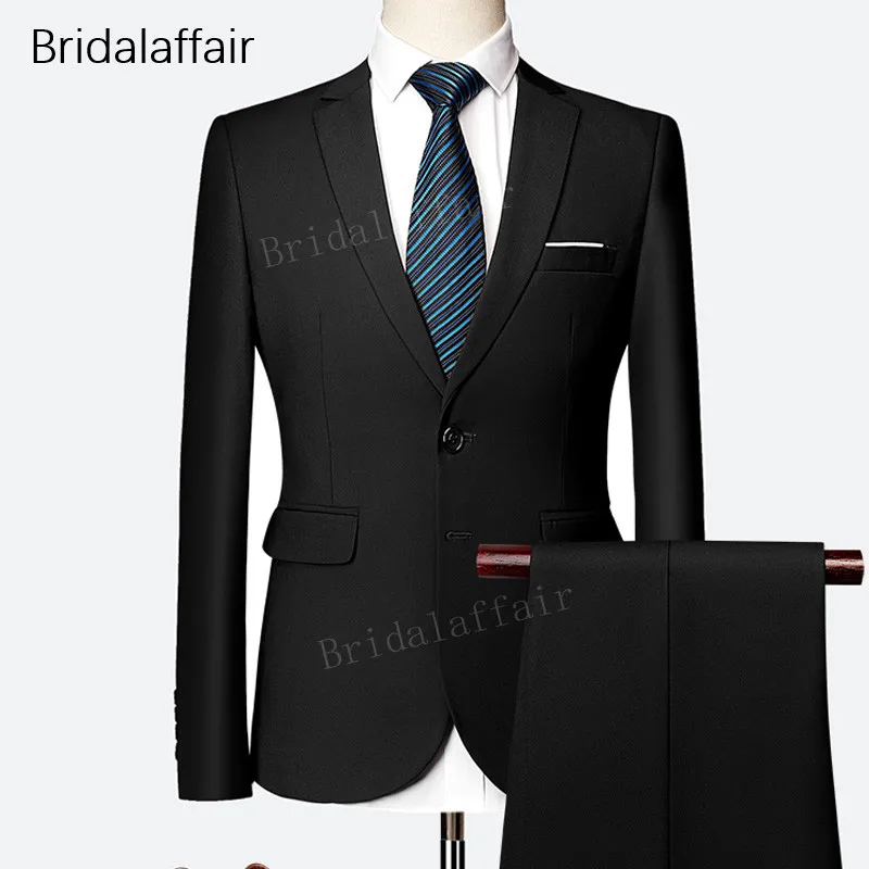 KUSON Black Mens Suits for Wedding Prom Groom Tuxedo Formal Men Suit 2