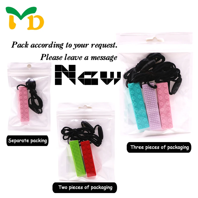 

MD Brick Stick Silicone Teether BPA Free Silicone Pendant For DIY Pacifier Clip Soother Chain Baby Teething Toys Christmas gift