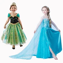 Платья для девочек «Эльза»; платье принцессы «Снежная королева» для косплея; платья Анны и Эльзы; костюм; одежда для маленьких детей
