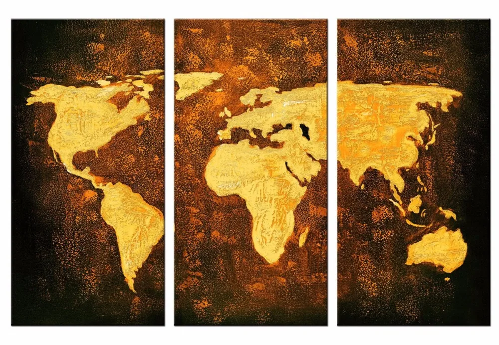 

3 Pieces Picture Painting Wall Art Room Decor Print Poster Yellow map Wall Pictures for Living Room Canvas Painting