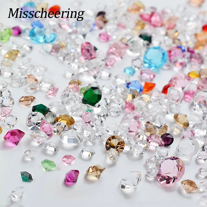 

10g Colorful Glitter Crystal AB Nail Rhinestones 3D Glass Sharp Bottom Shiny Mixed Size Nail Art Decorations DIY Manicure Tools