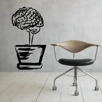 

Flower Pot Brain Wall Vinyl Decal Science Office Interior Home Decor Motivational Decoration For School DIY 3R01