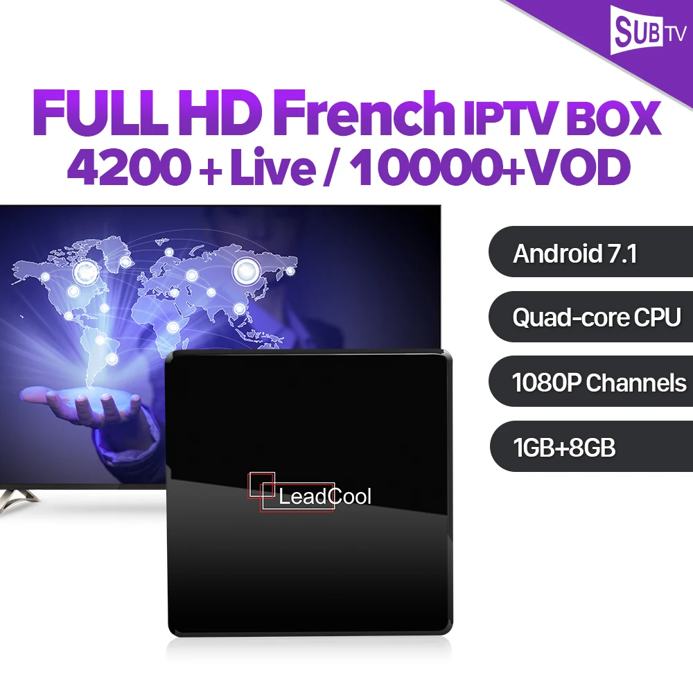 

France IPTV French Arabic SUBTV 1 Year IP TV Code Leadcool X Android 7.1 1G+8G S905W IPTV France Arabic Italy Canada 1 Year IPTV