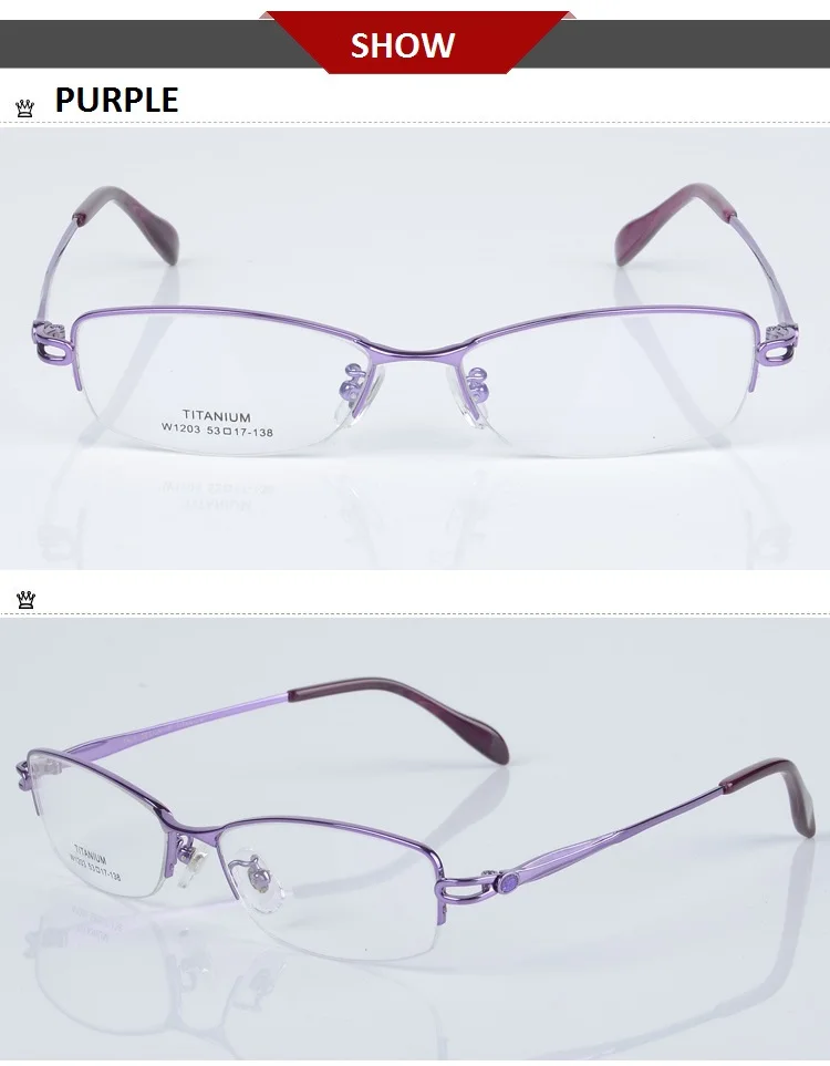 138 Женская стеклянная рамка для дам ультралегкий титановый полуободковая оптическая с диоптрией близорукость женские защитные очки для чтения рамка
