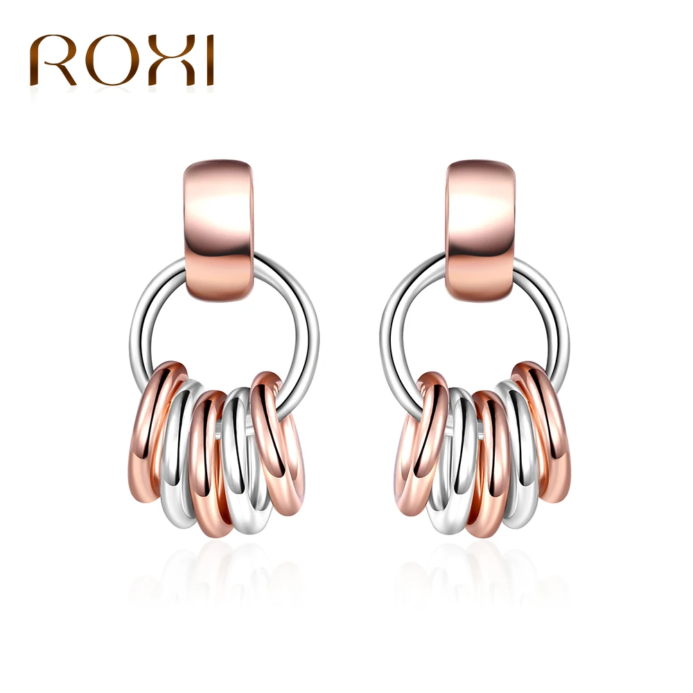 

ROXI Fashion Aros Rose Gold Silver Color Multi Circle Earrings for Women Jewelry Stud Earrings Geometric boucle d'oreille femme