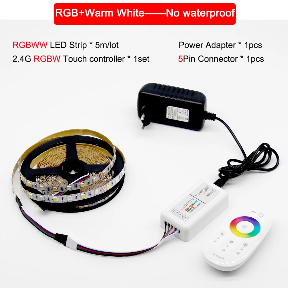 5050 Светодиодные ленты Комплект RGB/RGBW/RGBWW 5 м 60 Светодиодный/M 300 светодиодный s светодиодный ленты свет+ 2,4G пульт дистанционного управления+ DC 12 V 3A Мощность адаптер