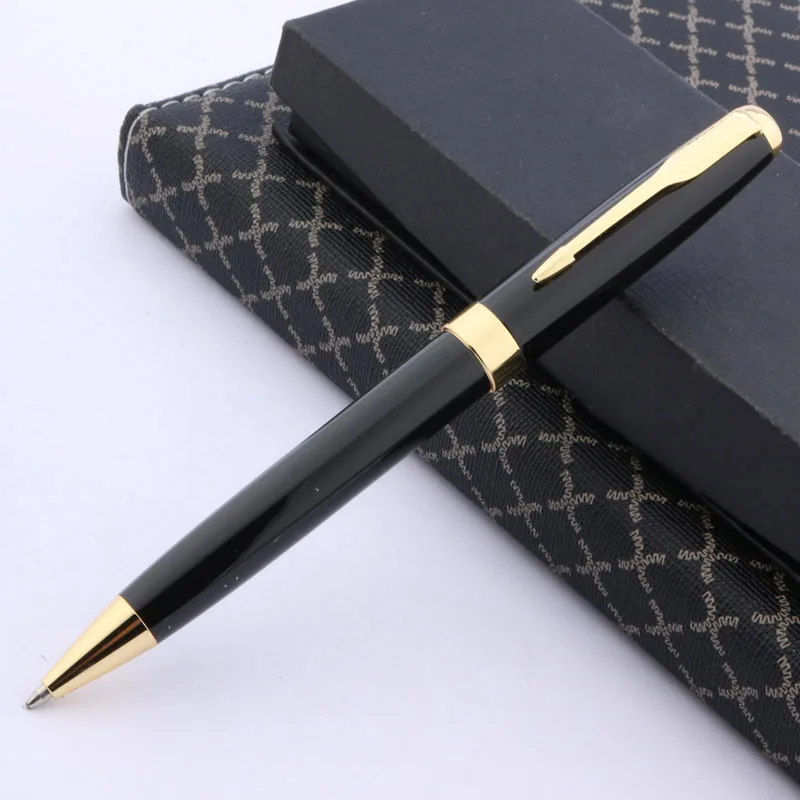 High Quality 333 Ball Point Pens Black Stainless Steel Arrow Stationery Office School Supplies Golden Ink Pens