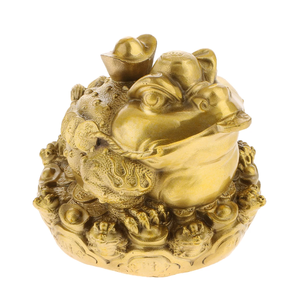 Feng Shui Toad Money LUCKY Fortune Wealth Chinese Golden Frog Toad Coin Home Office Decoration Tabletop Ornaments Gifts