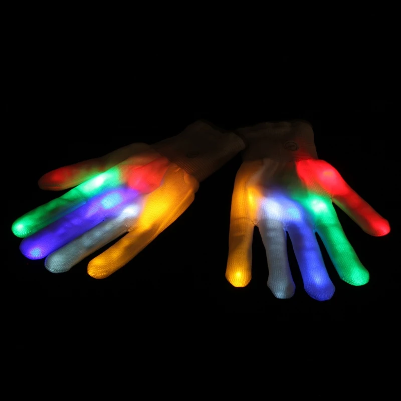

1Pcs LED Rave Flashing Gloves 7 Mode Light Finger Lighting Mittens Finger Toys-EY