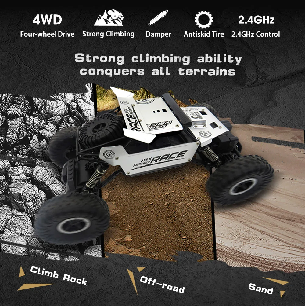 High Speed RC Car 118 Alloy 2.4G 4WD Crawler Remote Control Toy Cars   (15)