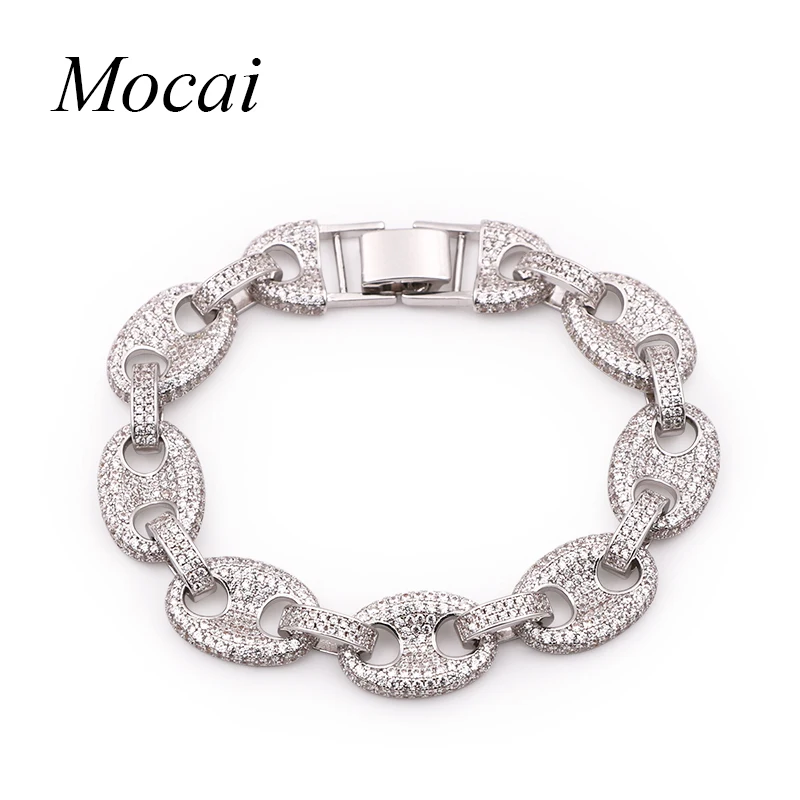 

Exquisite Rock Punk Big Bracelets Bangles Chunky Silver Color Hand Chain Full Zircon Women Trendy Jewelry 2017 ZK20