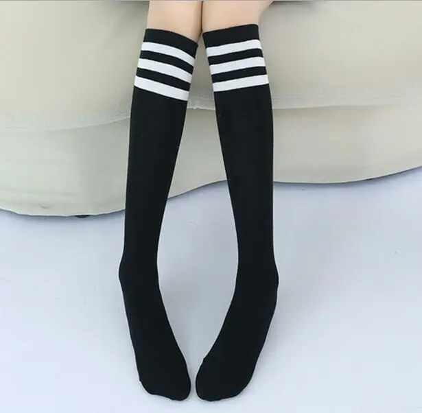 Детские гольфы из хлопка короткие носки для больших мальчиков и девочек одноцветные школьные гетры в полоску для девочек от 1 до 10 лет - Цвет: Black Socks