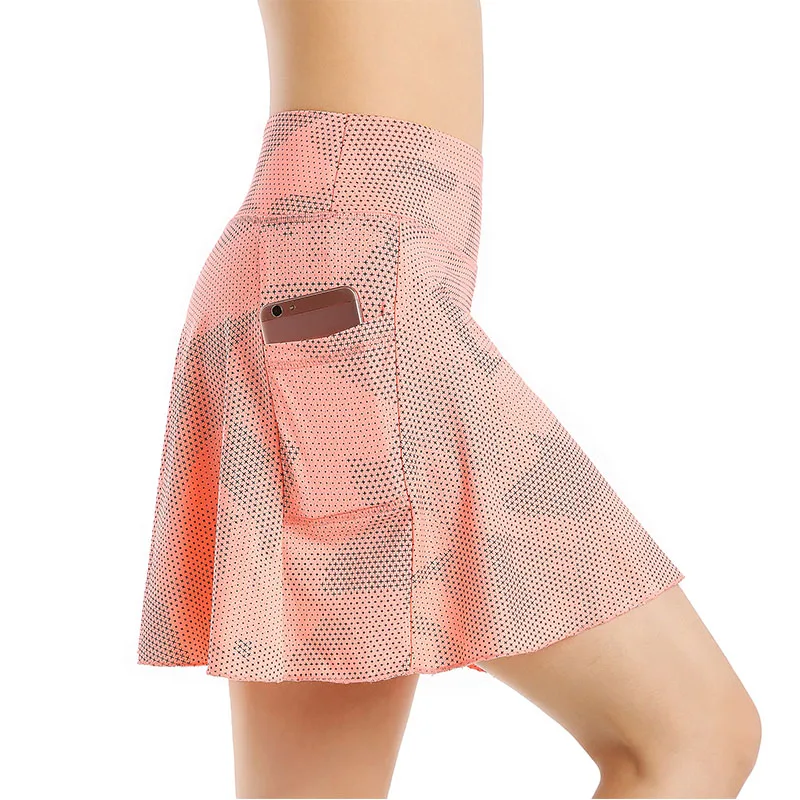 EAST HONG Женская карманная Спортивная теннисная юбка-шорты для бега теннисная юбка для гольфа с внутренними шортами - Цвет: Розовый