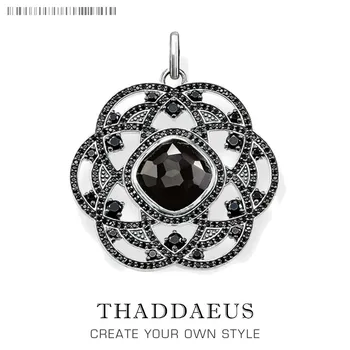 

Pendant Black Flower Ornament,2019 Brand New Fashion Jewelry Europe 925 Sterling Silver Accessories Vintage Gift For Woman