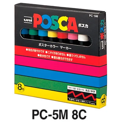 Uni mitsubishi Posca PC-5M Краски маркер пишущая ручка экстра-тонкий наконечник 1,8-2,5 мм 8/15 цветов комплект - Цвет: PC M5 8 Colors Set
