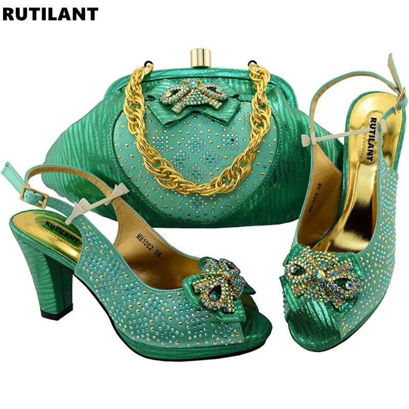 Новинка, итальянская обувь и сумка в комплекте, высокое качество, золотой итальянский комплект из обуви и сумки, нигерийские женские свадебные туфли и сумочка в комплекте