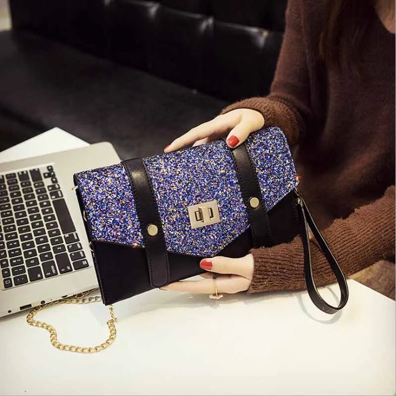 Fashion solid women's clutch bag leather women envelope bag clutch evening bag female Clutches Handbag Immediately shipping