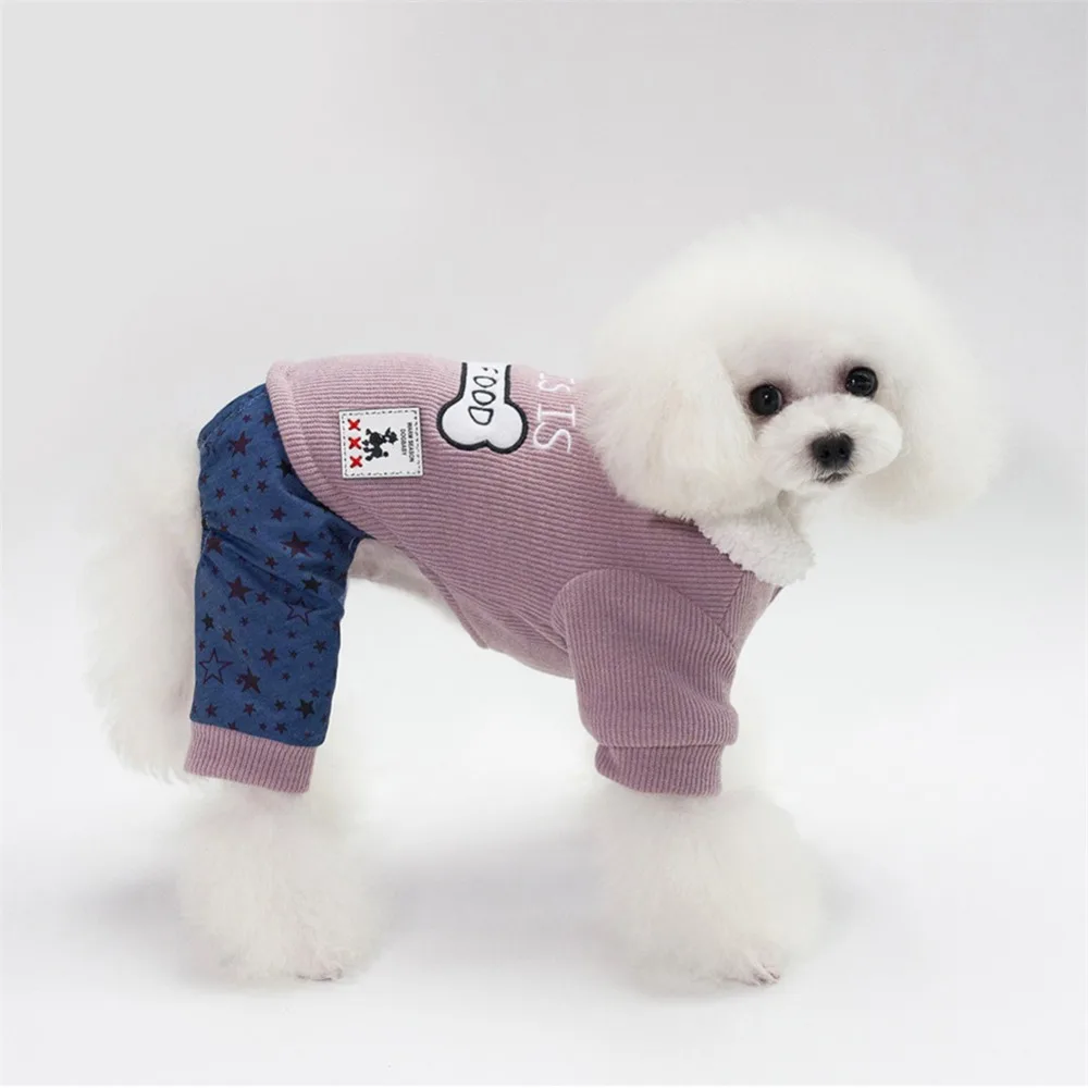 Зимняя одежда для собак, супер теплый пуховик для маленьких собак, пальто, толстые хлопковые толстовки, четыре ноги, буквы для бульдога чихуахуа
