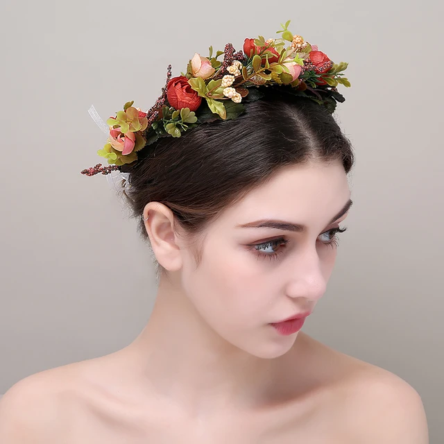 Handmade Womens Artificial Flower Wreath Headpiece Crown Camellia Handmade Womens Artificial Flower Wreath Headpiece Crown Camellia Fl Garland For Wedding Bridal S Hair