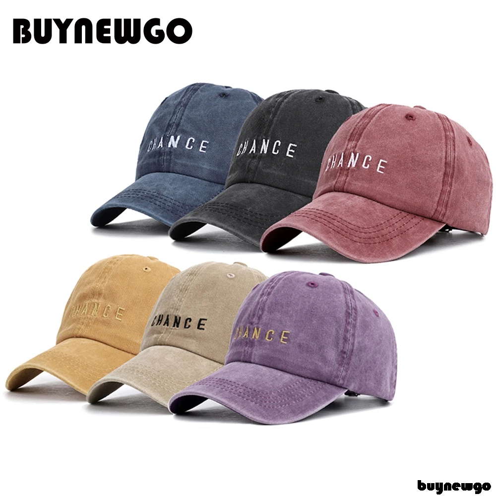 

2019 Fashion Retro CHANCE Letter Embroidered Baseball Cap Casual Hat Spring Man Woman Adjustable Snapback Washed Cotton Bone