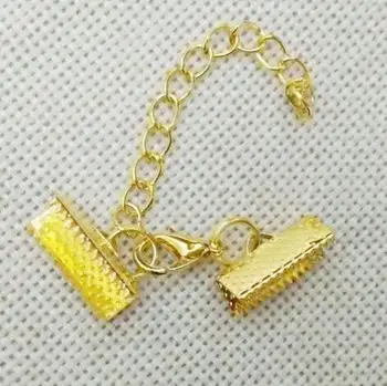 

Vintage Gold Silver Bronze 16mm Crimp Cord End Caps Clasps Extended Extension Chain For Bracelet Jewelry Findings 10Set D13