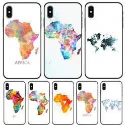 Силиконовый мешок из полиуретана чехол для iPhone 5 5S SE 6 6S 7 8 Plus X XR XS Max iPhone 11 11Pro Max Fundas Caso осень Африка Карта Geograp