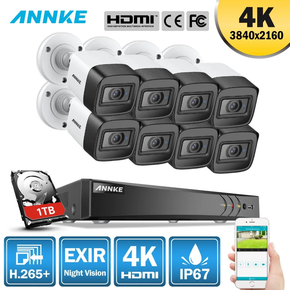 

ANNKE 4K HD Ultra Clear Footage 8CH CCTV Security System 5in1 DVR With 8X 8MP Outdoor Weatherproof Video Surveillance Camera Kit