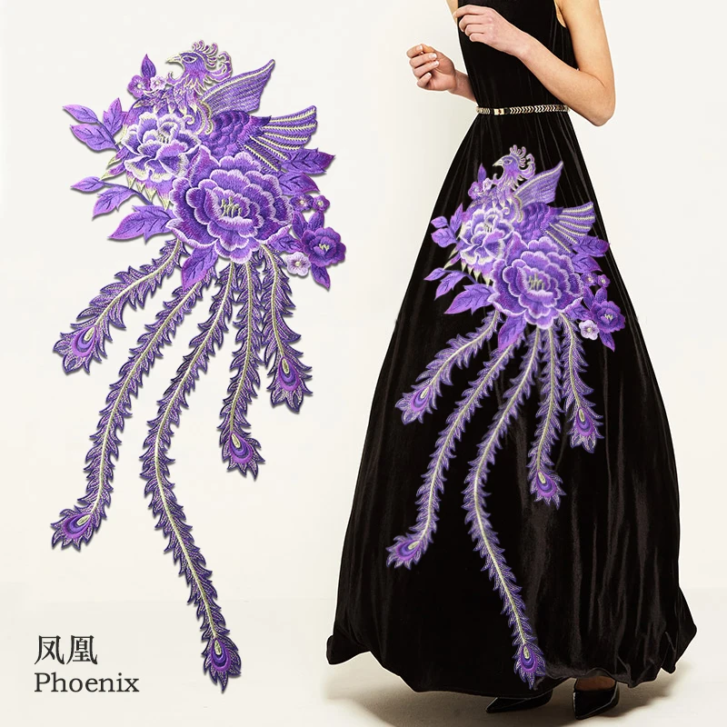 Кружевные нашивки Феникс в китайском стиле аппликация сделай сам с вышивкой