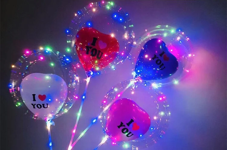 

Valentine's Day Gift LED Light Up Balloons Heart Shaped Bobo Balloons with LED String Lights for Birthday Wedding Party Decor