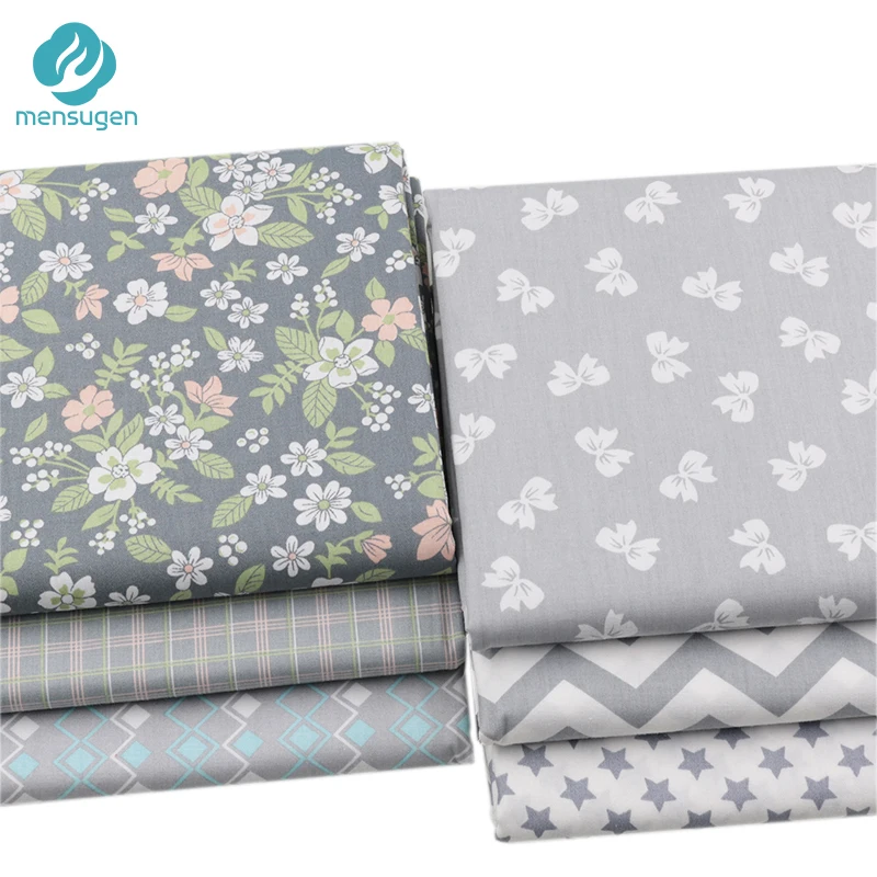 

50cm*160cm Grey Floral Printed Cotton Fabric For Patchwork Quilting Dresses Sewing Baby Bedding Needlework Crafts Cloth Material
