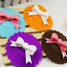 1 шт. милый бант Кружево пыле многоразовые силиконовые чашки крышкой Термальность Кубок изоляции уплотнение крышки силиконовый чехол фунты 264