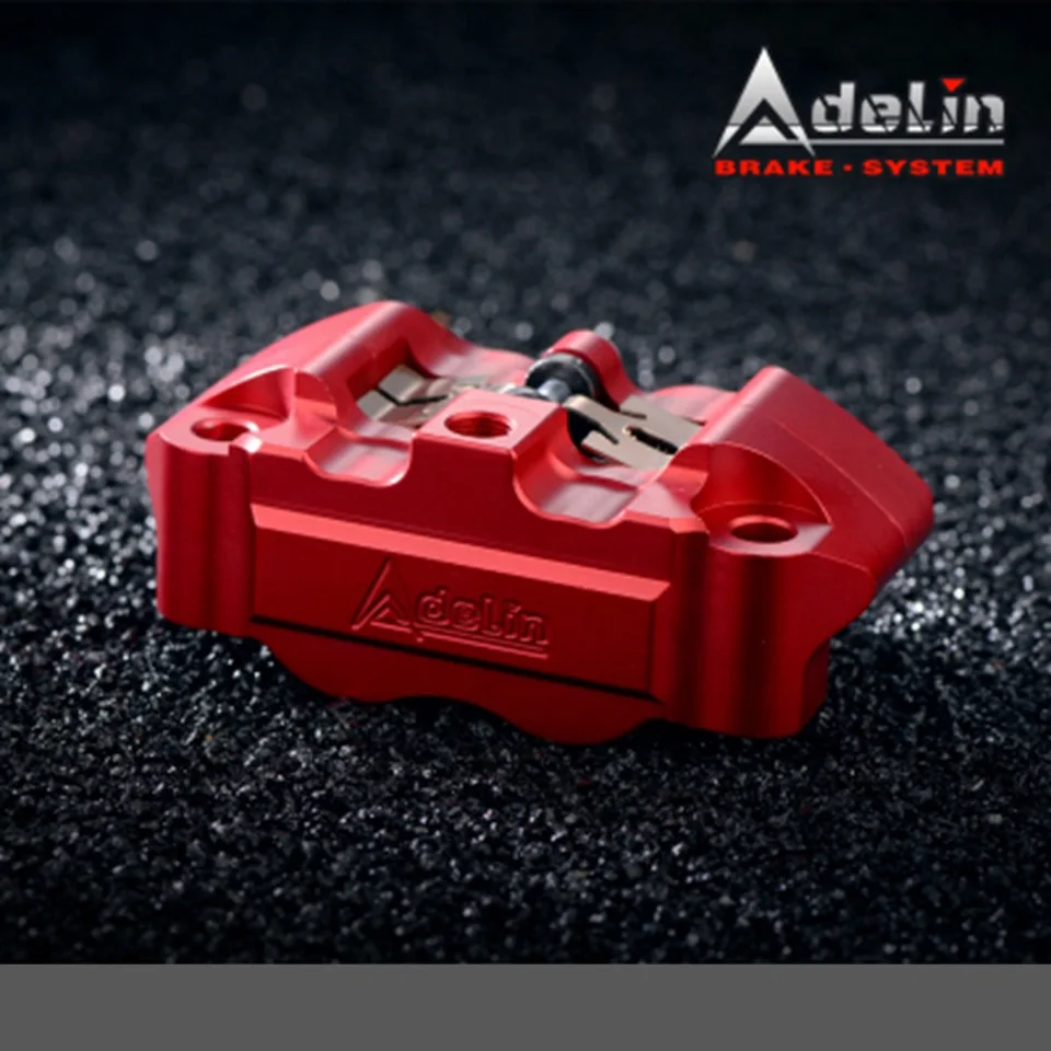 Adelin CNC ADL-4 мотоцикл 25 мм x 4 поршневой тормозной суппорт насос 82 мм крепление для BWS Yamaha скутер изменить - Цвет: Red