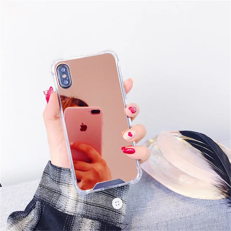 LUDI Fashion Mirror Hard Phone Case for iphone 7 8 6 6s Plus Anti-knock Back Cover for iphone X Case 3