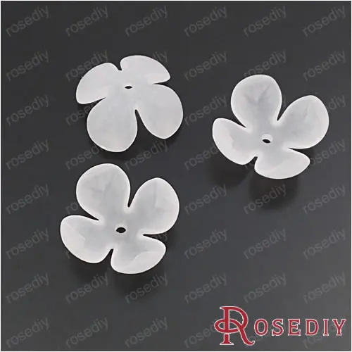 

Wholesale 23*9mm Frosted White Cross Flower Acrylic Beads Caps Diy Jewelry Findings Accessories 120g Roughly 80 pieces(JM6831)