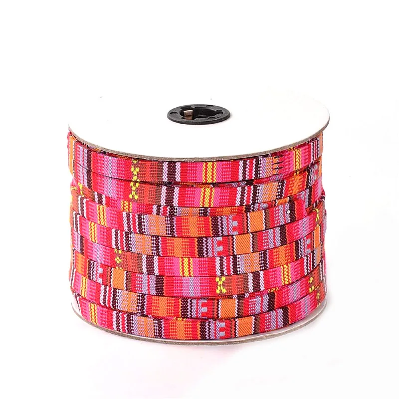 

Pandahall Rope Cloth Ethnic Cords with Different Colors 10mm; about 50yards/roll