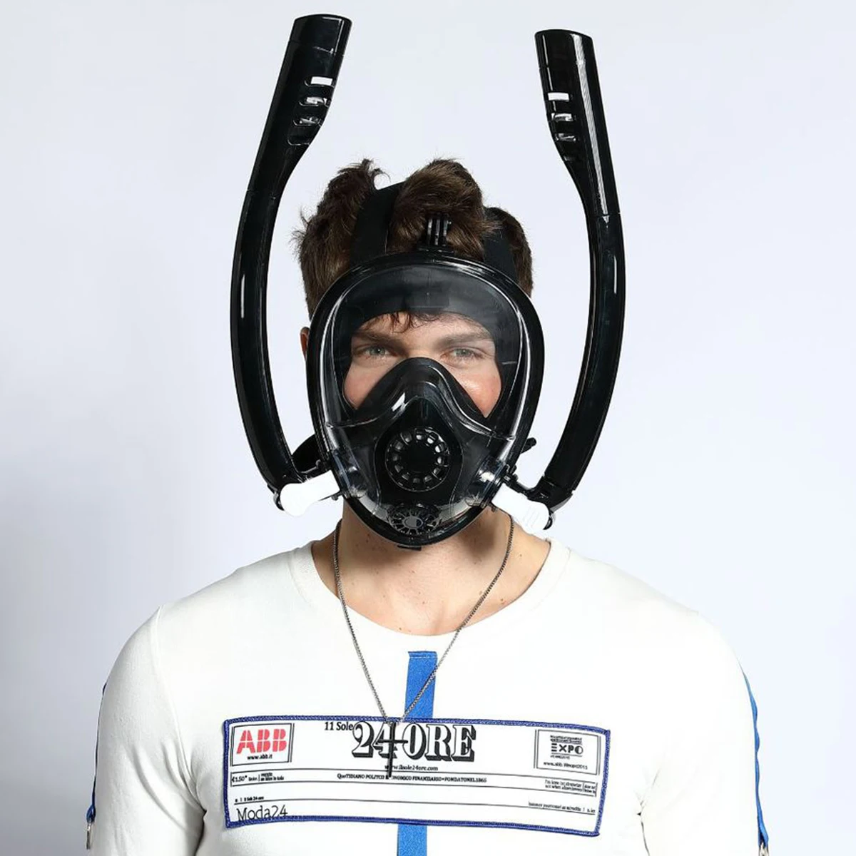 Дизайн, двойная дыхательная трубка, маска для плавания, полное лицо, трубка, маска, анти-туман, анти-утечка, для GoPro, взрослых, детей, маска для дайвинга