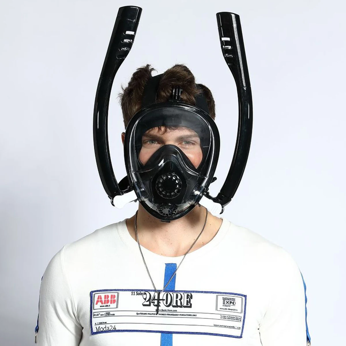 Tubo de Respiração Máscara de Natação Anti vazamento para Gopro Máscara de Mergulho 2019 Novo Design Duplo Snorkel Máscara Anti fog Rosto Cheio Adultos Crianças